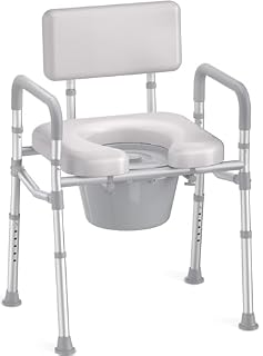 HOMLAND Bedside Commode Toilet, Padded Seat & Backrest, Enhanced Crossbar