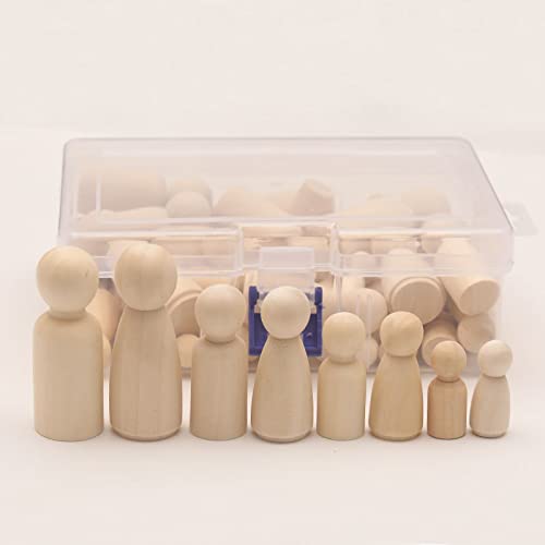 CHUJI 50 stücke Natürliche hölzerne PEG Puppen unfertige Haus Menschen Cover