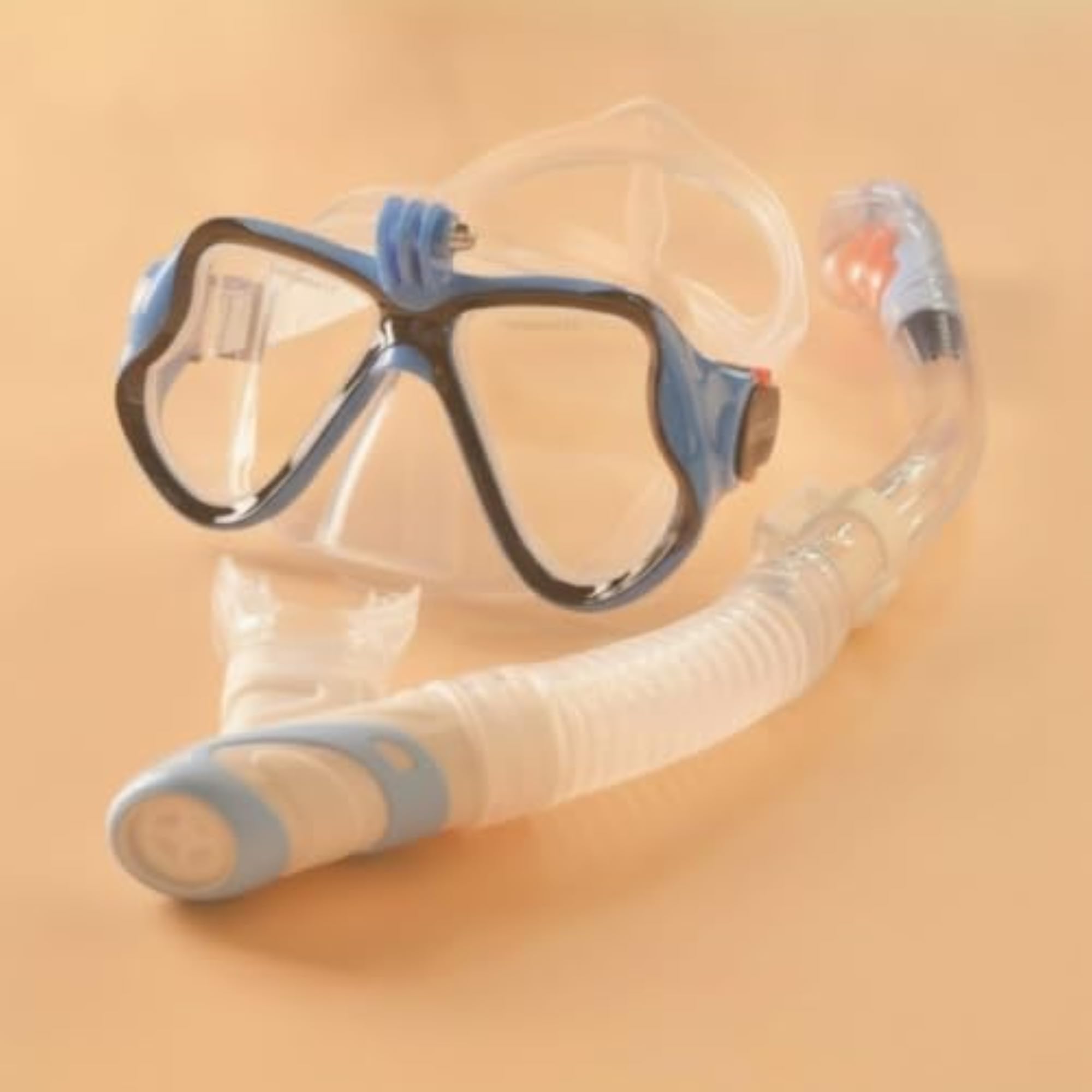 Clear-Lens Snorkel Mask and Snorkel Set Adjustable Gear
