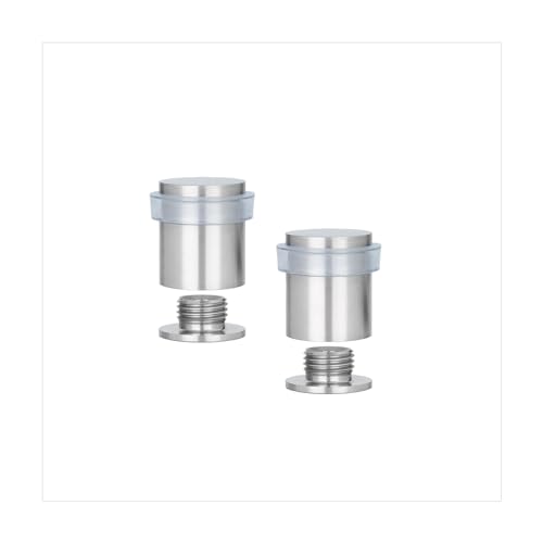 EVI Herrajes | Lot De 2 Butées De Porte Sol | Ø20X25mm | Acier inoxydable Finition Mate | Caoutchouc de silicone naturel |Base filetée - Comprend vis + cheville de...