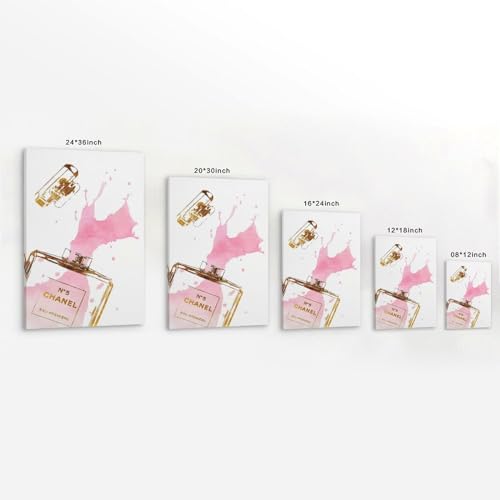 Image of BanLaArt Fashion Gold Perfume Bottle With Pink Splash Canvas Print Poster Decorative Painting Canvas Wall Art Picture Print Modern Family Bedroom Decor 08x12inch(20x30cm), style-2