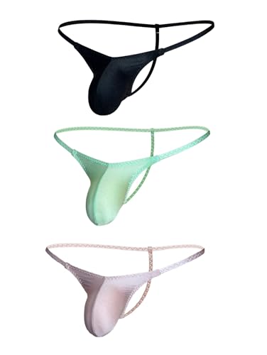 Lustrous Men's G-String Ultra-Slim Straps Thong V-Shaped Seam Sexy Pouch Blue