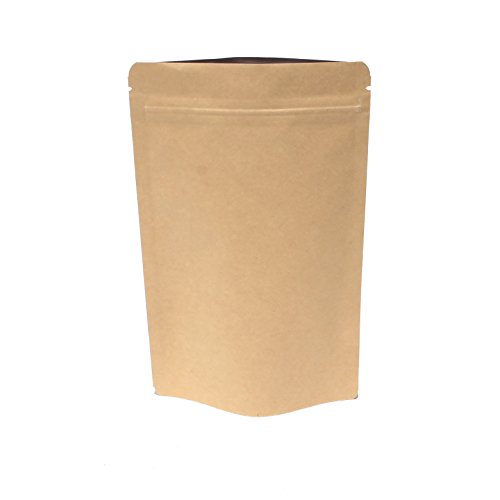 AwePackage Heavy Duty Kraft Paper Self Standing Resealable Zipper Pouch Bags (1 oz- 16 oz) - FDA and USDA compliant (100, 5 Oz)