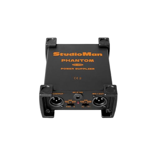 StudioMan PS200 Professional 2-Channel Phantom Power Supply, Black, Dual XLR Input/Output, 12V/24V/48V Switchable Power
