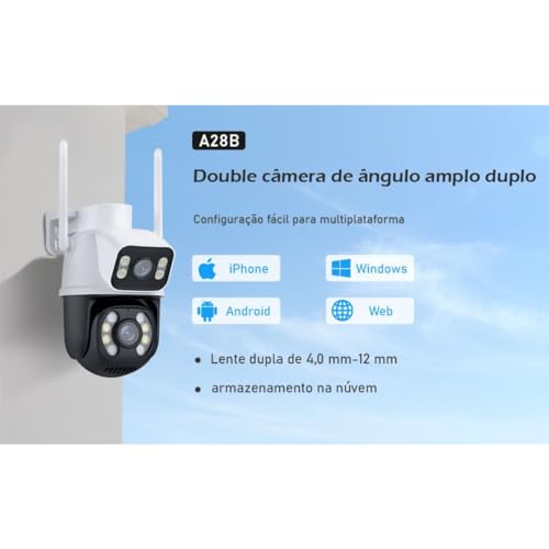 Câmera de Segurança Dupla Wi-fi Smart Angulo Duplo A28B 3mp Icsee