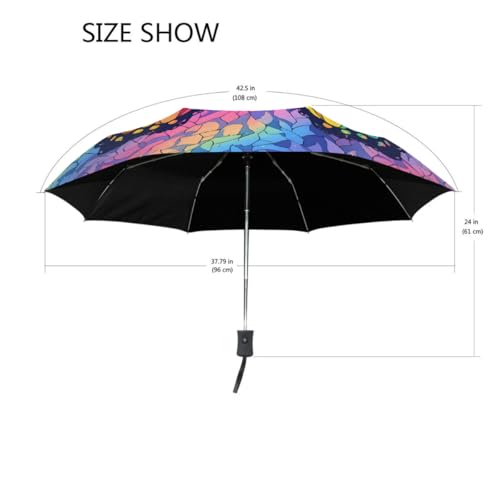 Parapluie pliant papillon arc-en-ciel coupe-vent et imperméable avec protection UV