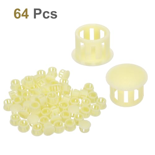 Image of MECCANIXITY 64PCS 11mm(7 /16 inch) Beige Plastic Hole Plugs, Flush Type Panel Hole Plugs Insert End Caps for Locking Hole Tubes Furniture Cabinet