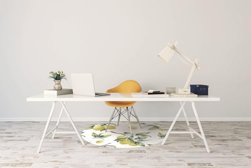Tapis de chaise imperméable protège-sol PVC antidérapant bureau citrons ø100cm - 5