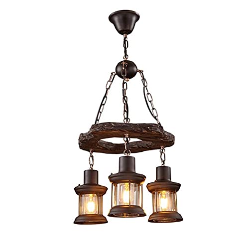 Créatif table à manger pendante lumière en fer antique et verre pur