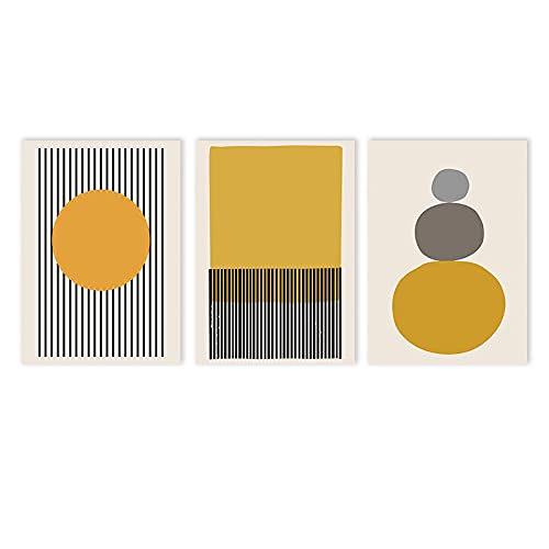 Affiches art gris et noir pour raviver un mur vide | Toiles salon minimalistes jaune