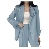 BLAZER OVERSIZE PARA MUJER: el blazer casual de estilo oversize cuenta con mangas largas, solapas, hombros acolchados, un bolsillo izquierdo en el pecho y dos bolsillos laterales, un cierre con un botón y una abertura trasera para un toque de elegancia.