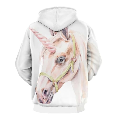 Sweatshirt Licorne Blanche avec Capuche et Manches Longues Pull Doux UMENG Taille S
