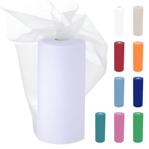 Rouleau de tulle - 30 cm x 91,5 m - Ruban en organza - Pour mariage, fête, tutu, jupe, bricolage, couture, organza à mailles fines - Blanc