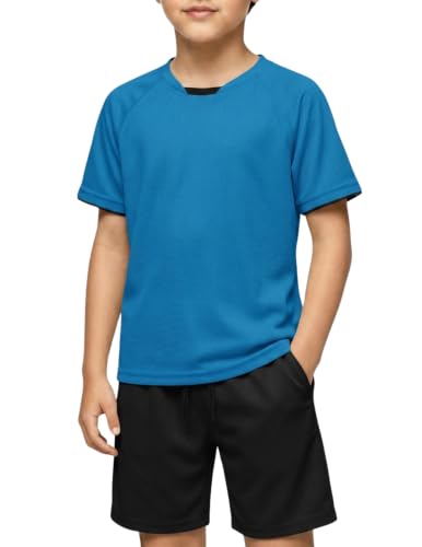 Image of Arshiner Boys Loose Athletic Set Crew Neck T-Shirt & Mesh Short 4-13 Years | Boys Loose Athletic Shorts Set Performance Crew Neck T-Shirt and Mesh Short Outfits Lightweight & Breathable