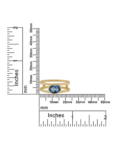 Icarats GVR-005-IOL-8 18K Gold Vermeil Ring Oval Blue Iolite Stone Ring Gold Plated 925 Sterling Silver Stackable Statement Ring Band thumb #5