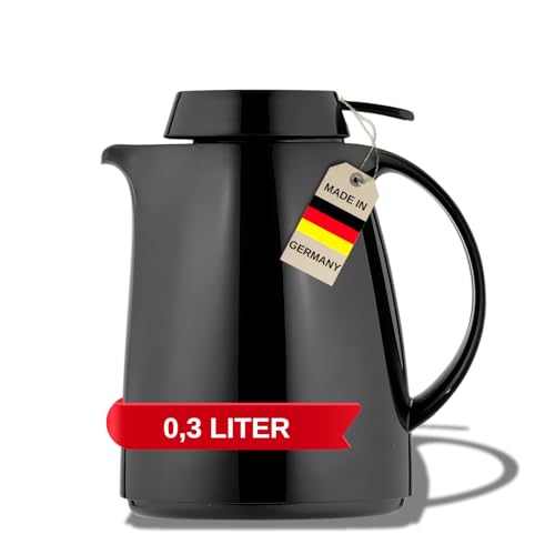 Helios Servitherm Thermoskanne Schwarz 0,3L – 6h Heiß - Hält Getränke...