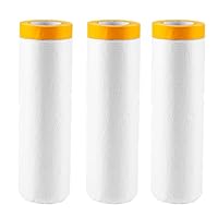 DUDUI 3 Rollen Abdeckfolie mit Klebeband 280cm x 20m Malerfolie mit Goldband UV Beständig Abdeckplane Malerarbeiten Transparent PE-Folie mit Goldband Tape, Tape Malerkrepp zum Staubschutz