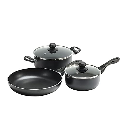 KÖKSKUNGEN - Koka/steka set i 5 delar. 5-delarsset innehållande kastrull med lock 1,5 Liter, gryta med lock 3 Liter och stekpanna 28 cm, induktionsanpassade.