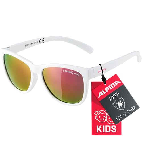 ALPINA Unisex - Kinder, LUZY Sonnenbrille, white gloss, One size