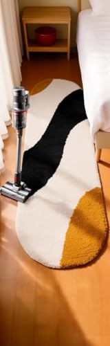 Image of Fluffy Silky Micro Fiber Polyster Carpet /Runner for Bedroom, Study Room, Playing Room, Guest Room ETC. 5x7 feet Feet, (Black and Gold new laher)