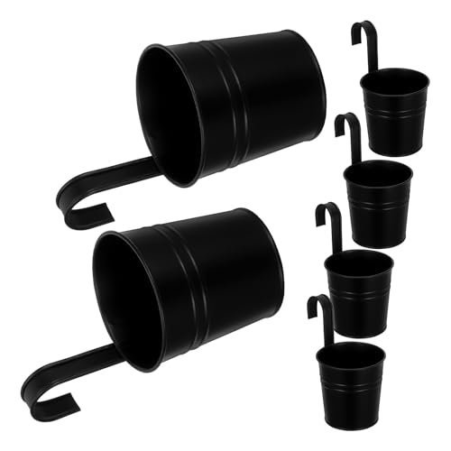 Pots suspendus noirs avec trou de drainage Homoyoyo lot de 6 seaux pour plantes de balcon