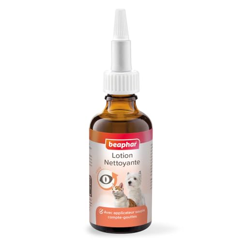 Beaphar – Lotion nettoyante pour Les Yeux du Chien et du Chat – Permet Un Nettoyage en Douceur – Applicateur Souple – Système Compte-Gouttes – Pratique et Facile à Utiliser – 50 ML