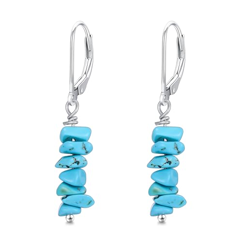 Boucles d'oreilles turquoise en argent sterling 925 pour femme style occidental