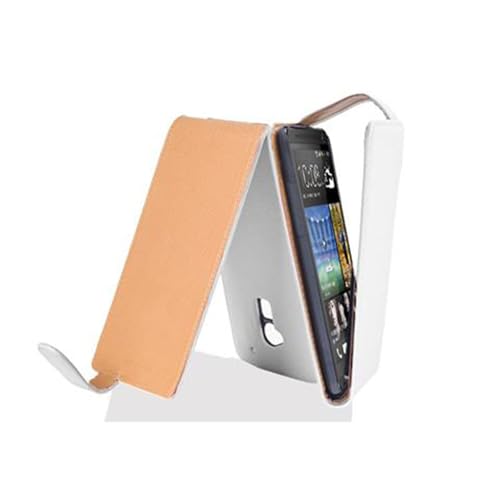 cadorabo Coque pour HTC One Max en ALBÂTRE Blanc - Housse Protection en Style Flip en Similicuir Structuré - Etui Poche Folio Case Cover