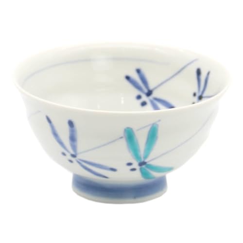 九谷焼 飯碗 （ご飯茶碗） とんぼ 青 （大） JAPAN KUTANI