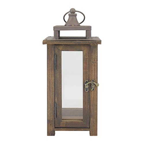 Stonebriar Decorative Rustic Wooden Hurricane Candle Lantern With Handle And Hinged Door, Small, Brown #TOP1