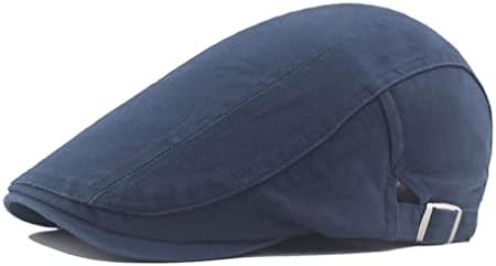 Quanhaigou Men's Cotton Flat Ivy Gatsby Newsboy Driving Hat Adjustable Irish Cabbie Ivy Driving Hunting Cap Navy Blue