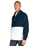 veste river island Style anorak semi-zippé Charles River Apparel Pack-n-go Windbreaker Pullover Hooded Jacket Veste de Pluie, Bleu Marine/Blanc, L Mixte