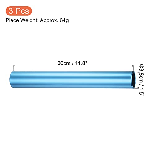 PATIKIL Relay Track Baton, 3 Pack Aluminum Alloy Tube Field Running Race Stick for Outdoor Athletics Sport Game Tool, Blue