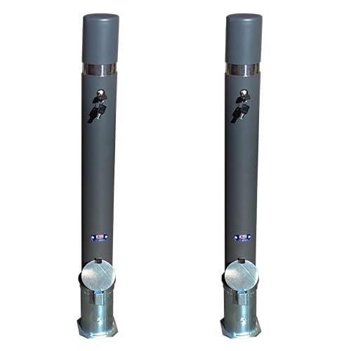 ADO Barcelona Pilona Bolardo Extraíble con Llave Superior de Hierro 1000 mm 95 mm Anillo Acero Inoxidable 2 Pilonas