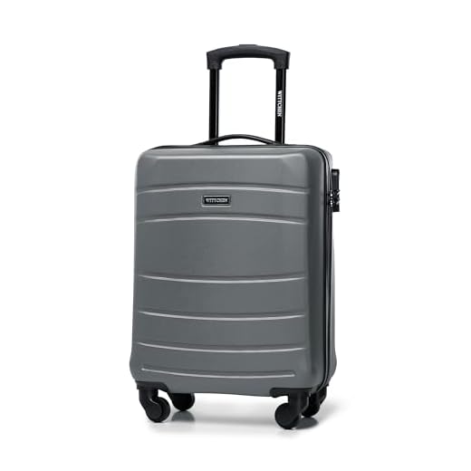 WITTCHEN Valigia da viaggio Bagaglio a mano Valigia da cabina Valigia rigida in ABS con 4 ruote girevoli Serratura a combinazione Maniglia telescopica Globe Line Taglia S Grigio Ryanair/ITA Airways