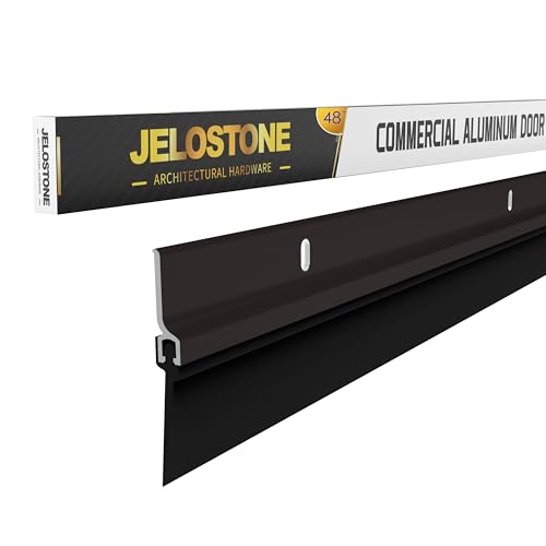 JELOSTONE 2 Pack - 48 Commercial Door Bottom Sweep (Dark Bronze Anodized) Heavy Duty Aluminum Fire Rated Vinyl Insert JS-NV307 Ideal for Residential & Commercial Use
