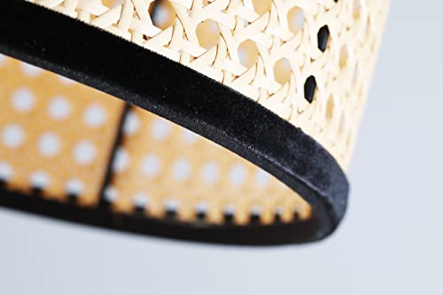 Vidalite Nakuv - Modern Bohemian Pendant Light With 2 Tier Pvc Rattan Shade And Velvet Stiched Rim For Foyer, Kitchen Living Room, Bedroom #TOP7