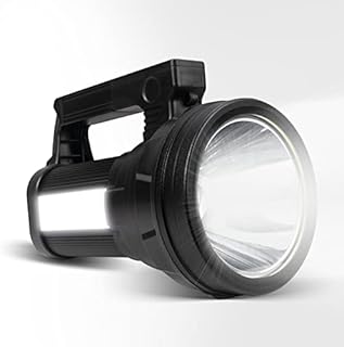 LED Searchlight Torch Rechargeable Camping Lantern with USB Cable 13000 Lumen Super Bright Flashlight Spotlight Hunting Lamp Black with Shoulder Strap, 6 Lighting Modes for Outdoor Hiking Fishing