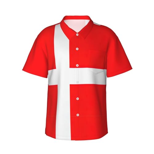 Chemise hawaïenne à manches courtes pour homme imprimé Danemark vêtement plage