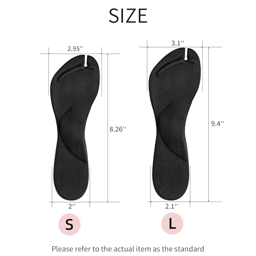 Image of SooGree 2 Pairs Gel Arch Support Cushion Insoles Adhesive Silicone Flip Flop Thong Inserts Invisible Slim Inserts Pain Relief Anti-Slip Shock Absorption Plantar Fasciitis (Black, S)