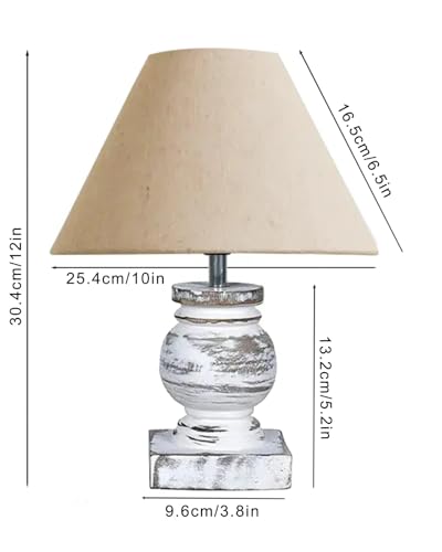 Image of Homesake Small Table Lamp with White Wooden Base, E27 Holder Bedside Night Lamp for Bedroom Living Room, Decorative Study Desk Lamp Office, Warm Ambient Lighting for Home Decor, Gift (Jute)