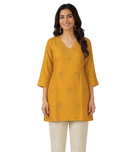 Kurti court ethnique longueur hanche en rayonne légère
