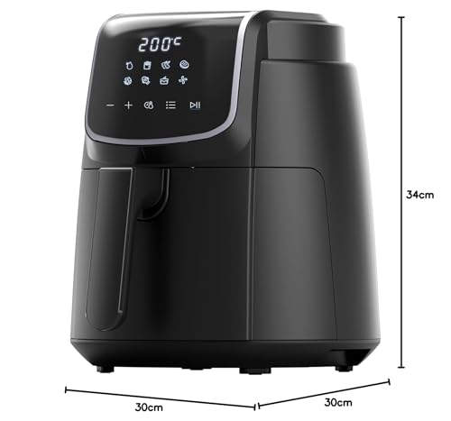 Midea Heißluftfritteuse 4L AirFryer mit LED-Touchscreen, 35-200°C, 8 Kochfunktionen, Spülmaschinenfest, Backen, Grillen, Auftauen, Schüttelalarm HeatXpress Technologie 90% weniger Öl