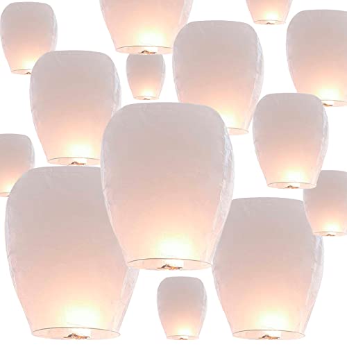30 Pack Chinese Lantern To Release In Sky Paper Memorial Lunar Floating Decorations Biodegradable Flying For Funeral Service，Celebration Of Life #TOP4