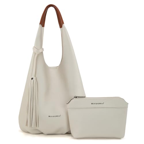 Image of Montana West Hobo Bags for Women Slouchy Handbags 2PCS Tassels Shoulder Bag with Comestic Bag
