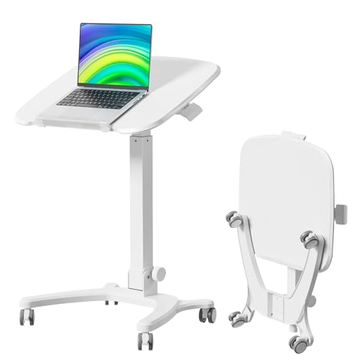 JYLH JOYSEEKER Foldable Mobile Standing Desk, 27"×21" Portable Rolling Laptop
