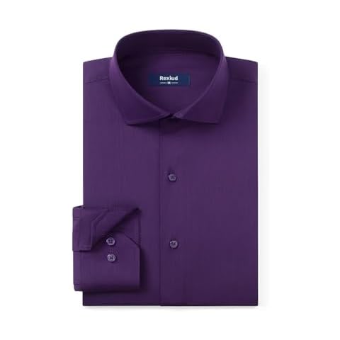 REXIUD Men's Stretch Dress Shirt, Dark Purple Cover