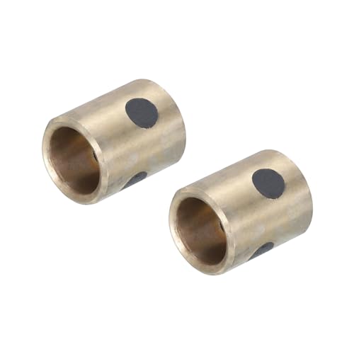 QUARKZMAN Gleitlager 6mm/0,24 Bohrung, 8mm/0,31 Außendurchmesser, 10mm/0,39 Höhe, gewickelte ölfreie Buchsen aus Messing und Graphit, Packung mit 2 Stück