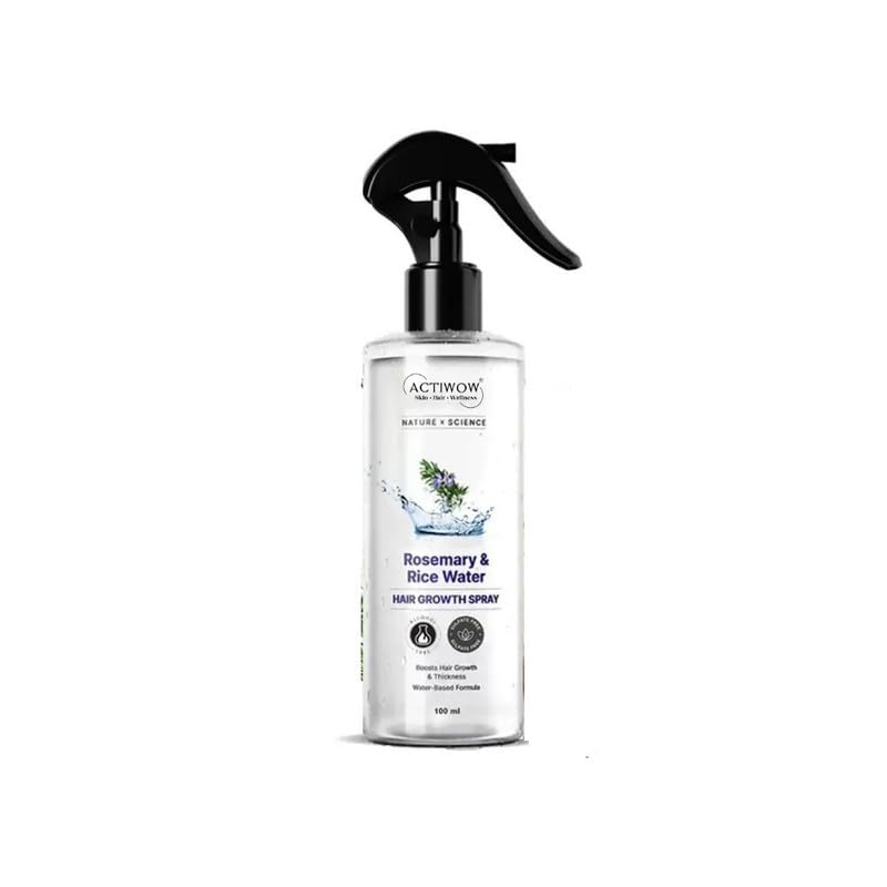 Image of ActiwowRx Rosemary Rice Water Spray for Hair Growth 100ml | Strengthen & Moisturize | Natural Scalp Care for Thicker, Healthier Hair | Ideal Leave-In Conditioner Alternative for All Hair Types