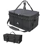 YOGOTO キャンプ 収納ボックス ソフトコンテナギアボックス ツールボックス 60L 大容量 深型 車載収 3way 多機能 収納ケース 折りたたみ キャンプ道具収納 仕切り付き ショルダーストラップ付き ペグバッグ 1個付き BBQ ピクニック 釣り アウトドア (ブラック2点)